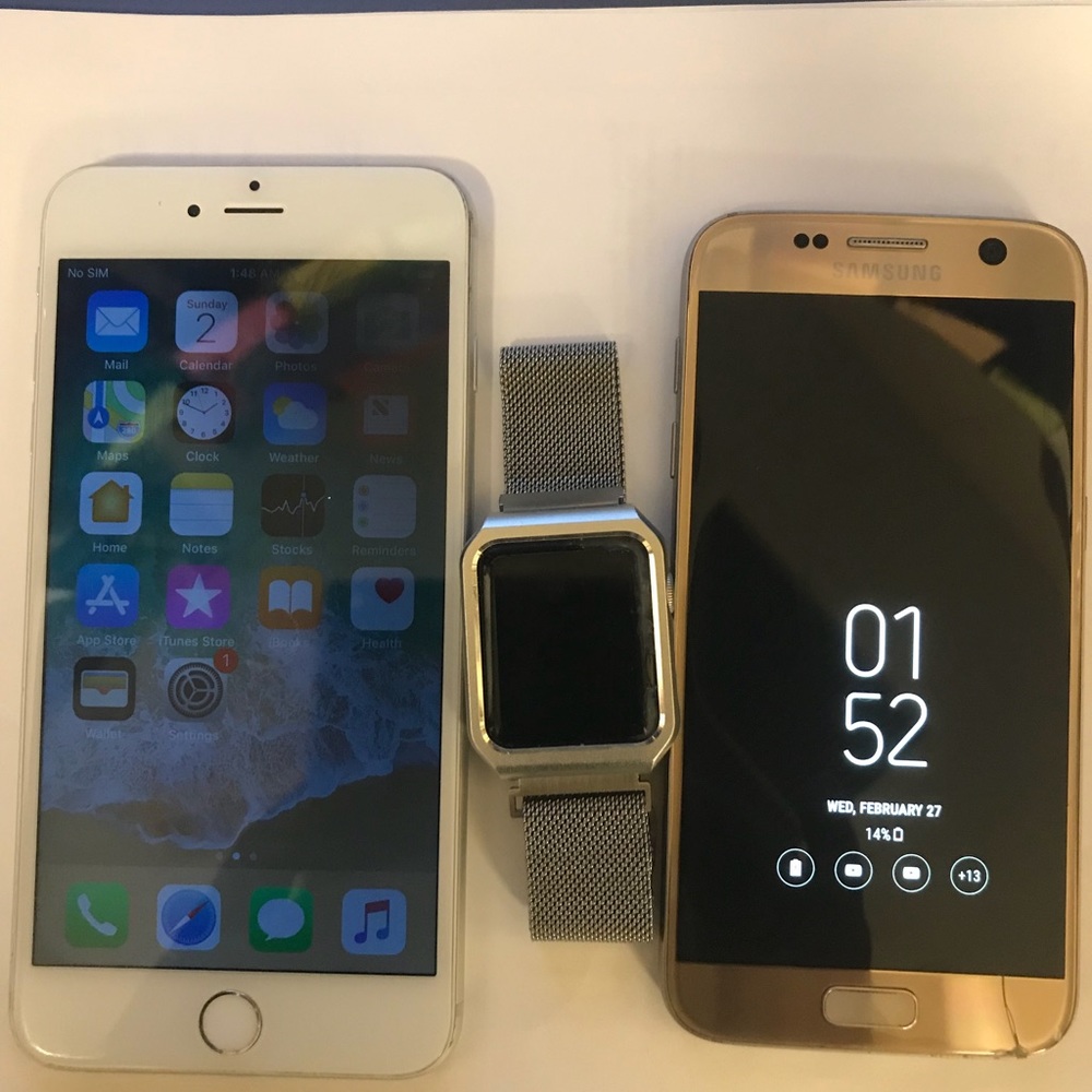 iPhone Apple Watch and galaxy s7